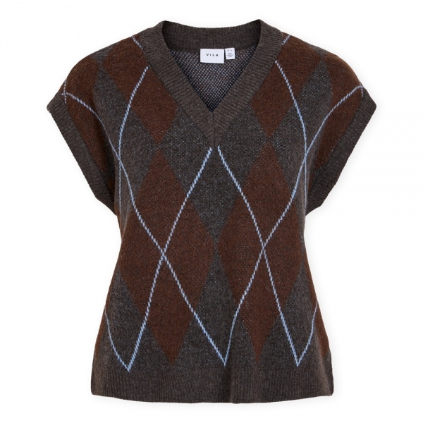 VILA Malha Argyle - Dark Grey...