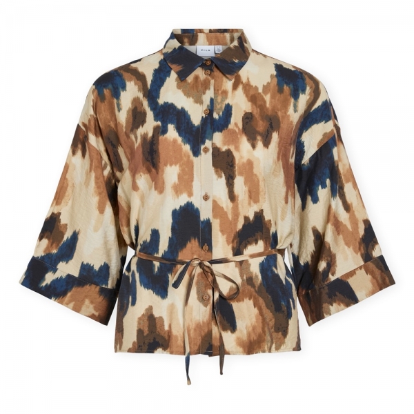 VILA Rano Eva 3/4 Shirt - Nuthatch/Multi