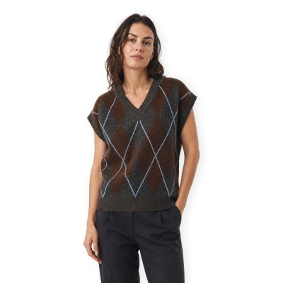VILA Argyle Knit - Dark...