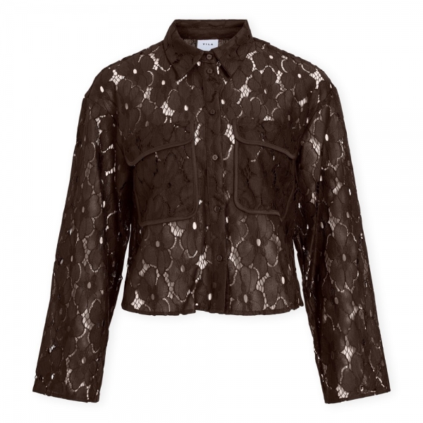 VILA Camisa Tonato - Coffee Bean