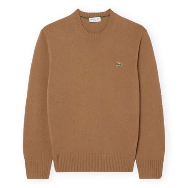 LACOSTE Malha Wool Crew Neck - Marron