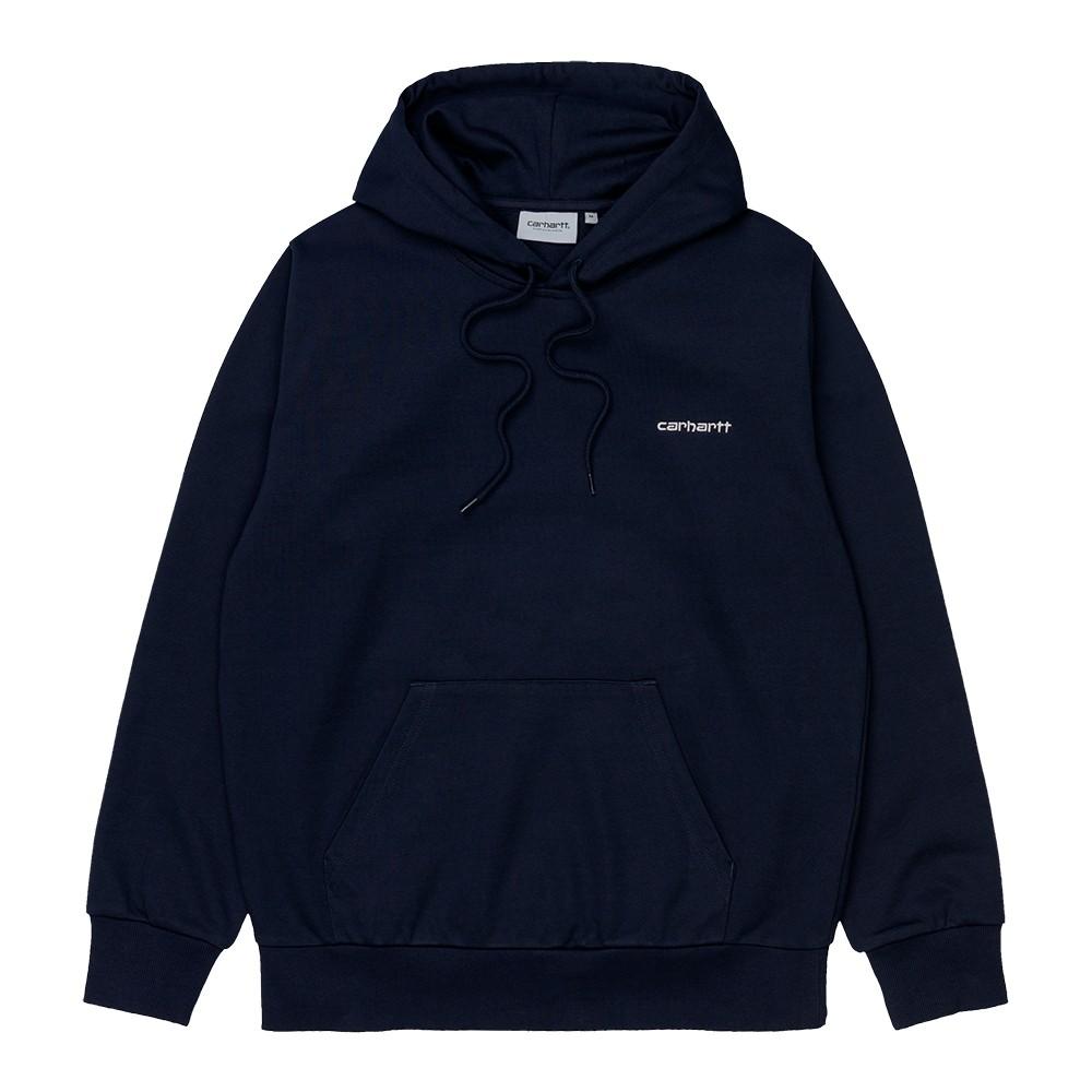 Carhartt Wip Sweatshirt Hooded Script Embroidery Dark Navy Mau