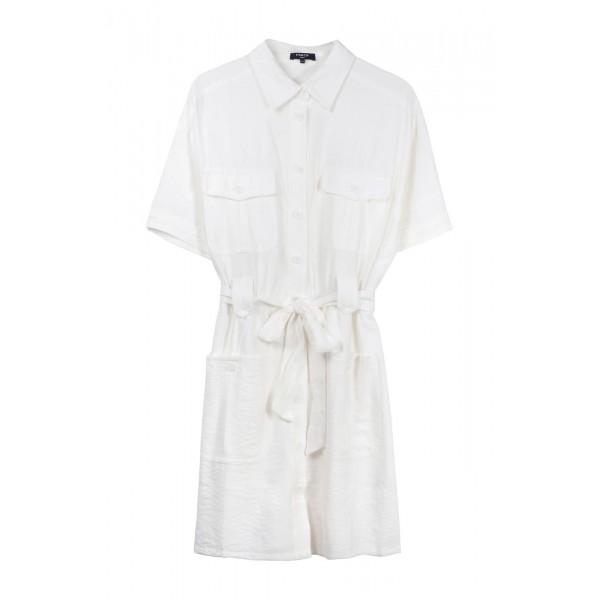 FRNCH Patch Pocket Shirt Dress - White