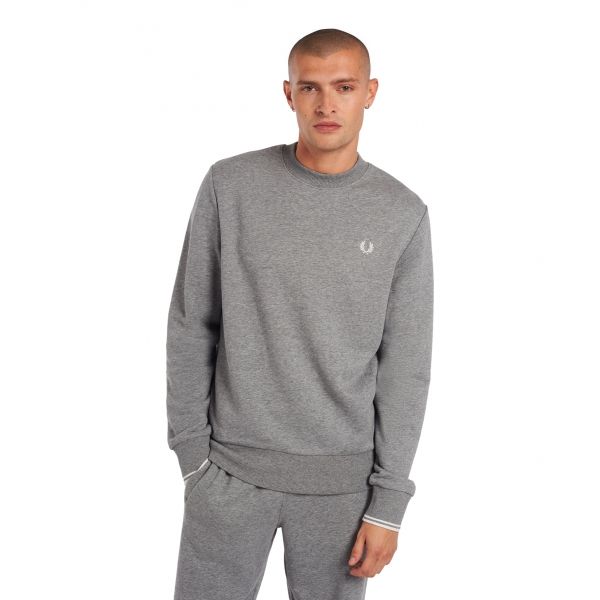 FRED PERRY Crew Neck Sweatshirt M7535 - Steel Marl Snow