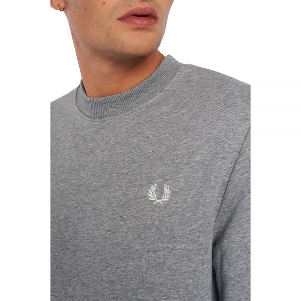 FRED PERRY Sweatshirt Crew Neck M7535 - Steel Marl Snow White -...